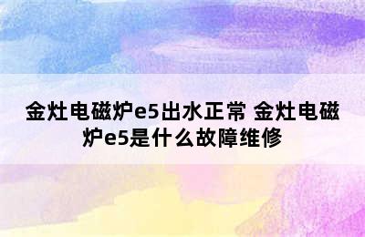 金灶电磁炉e5出水正常 金灶电磁炉e5是什么故障维修